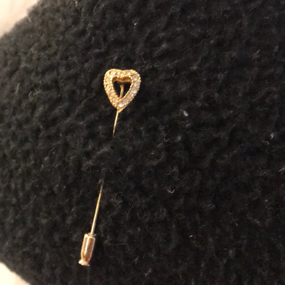 Heart shape pin in “gold and diamonds “
